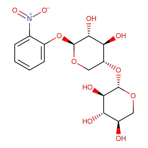 O[C@H]1[C@@H](CO[C@H]([C@@H]1O)Oc1ccccc1[N+](=O)[O-])O[C@@H]1OC[C@H]([C@@H]([C@H]1O)O)O
