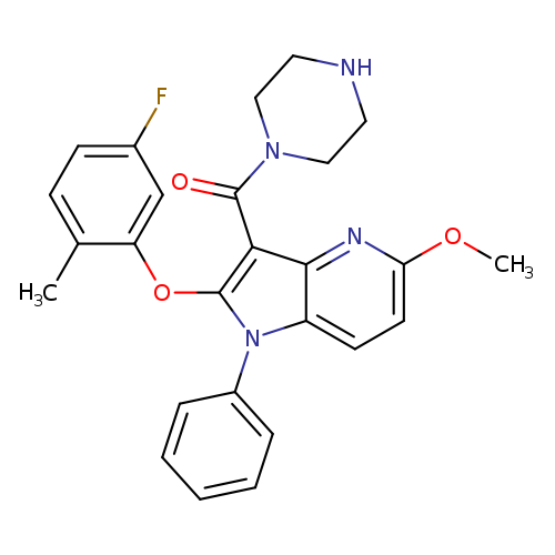 COc1ccc2c(n1)c(C(=O)N1CCNCC1)c(n2c1ccccc1)Oc1cc(F)ccc1C