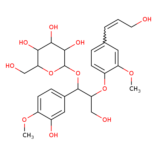 OCC=Cc1ccc(c(c1)OC)OC(C(c1ccc(c(c1)O)OC)OC1OC(CO)C(C(C1O)O)O)CO
