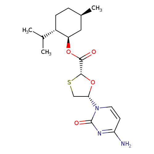 C[C@@H]1CC[C@H]([C@@H](C1)OC(=O)[C@H]1SC[C@H](O1)n1ccc(nc1=O)N)C(C)C