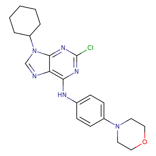 Clc1nc(Nc2ccc(cc2)N2CCOCC2)c2c(n1)n(cn2)C1CCCCC1