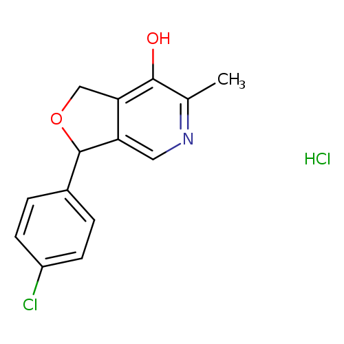 Clc1ccc(cc1)C1OCc2c1cnc(c2O)C.Cl