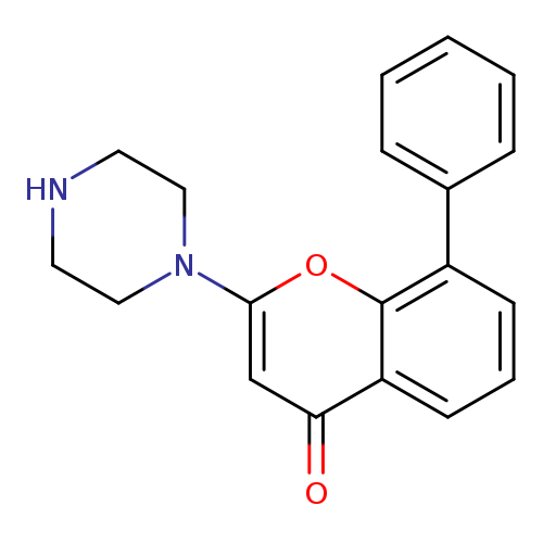O=c1cc(oc2c1cccc2c1ccccc1)N1CCNCC1