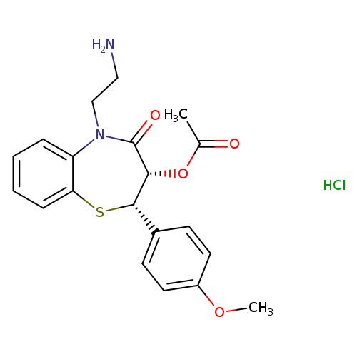 NCCN1C(=O)[C@H](OC(=O)C)[C@@H](Sc2c1cccc2)c1ccc(cc1)OC.Cl