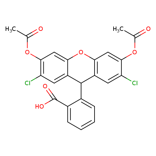 CC(=O)Oc1cc2Oc3cc(OC(=O)C)c(cc3C(c2cc1Cl)c1ccccc1C(=O)O)Cl