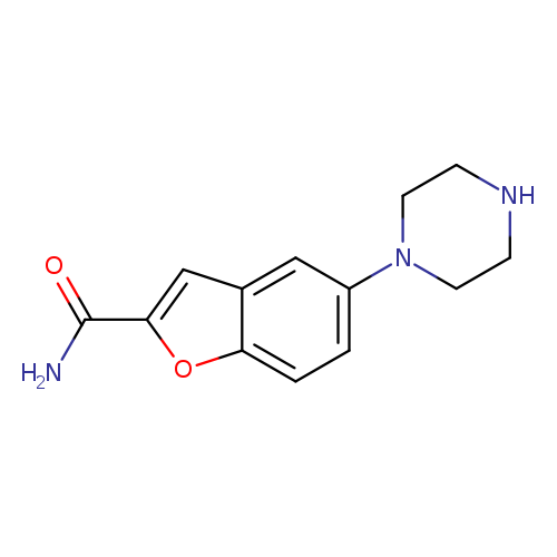 NC(=O)c1oc2c(c1)cc(cc2)N1CCNCC1