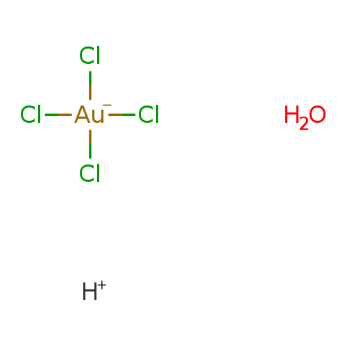 Cl[Au-](Cl)(Cl)Cl.O.[H+]