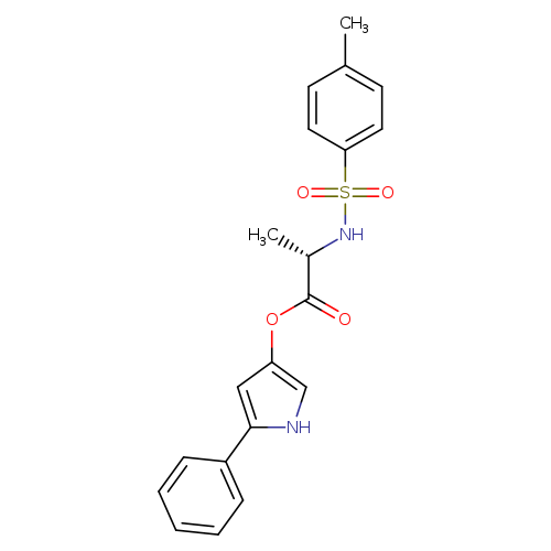O=C([C@@H](NS(=O)(=O)c1ccc(cc1)C)C)Oc1c[nH]c(c1)c1ccccc1