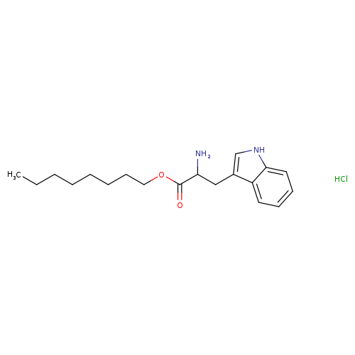 CCCCCCCCOC(=O)C(Cc1c[nH]c2c1cccc2)N.Cl