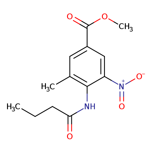 CCCC(=O)Nc1c(C)cc(cc1[N+](=O)[O-])C(=O)OC