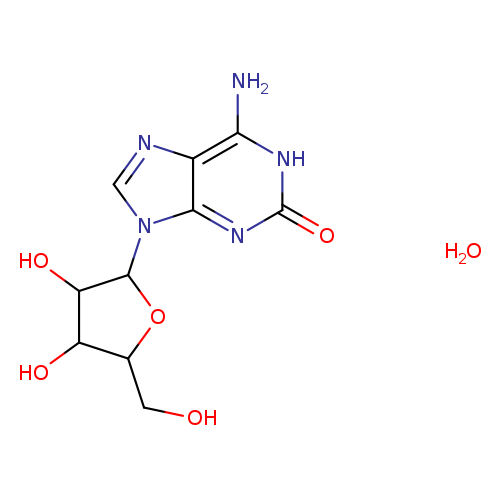 OCC1OC(C(C1O)O)n1cnc2c1nc(=O)[nH]c2N.O