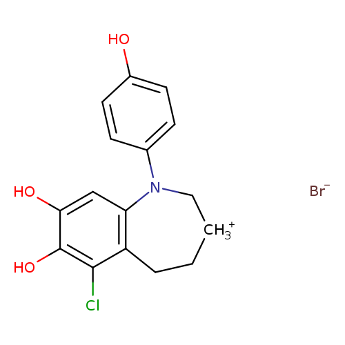 Oc1ccc(cc1)N1C[CH3+]CCc2c1cc(O)c(c2Cl)O.[Br-]