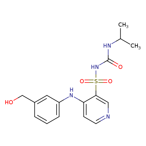 OCc1cccc(c1)Nc1ccncc1S(=O)(=O)NC(=O)NC(C)C