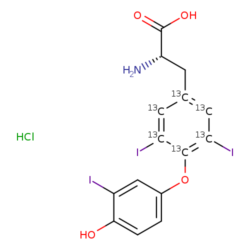 OC(=O)[C@H](C[13c]1[13cH][13c](I)[13c]([13c]([13cH]1)I)Oc1ccc(c(c1)I)O)N.Cl