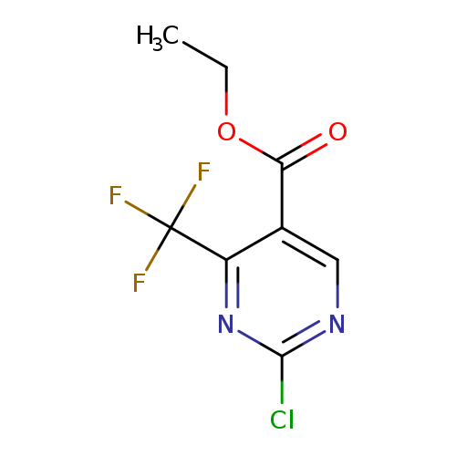 CCOC(=O)c1cnc(nc1C(F)(F)F)Cl