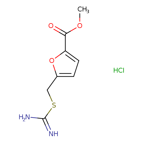 COC(=O)c1ccc(o1)CSC(=N)N.Cl