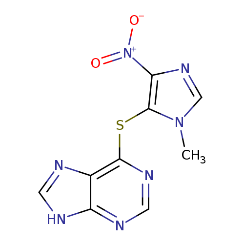 Cn1cnc(c1Sc1ncnc2c1nc[nH]2)[N+](=O)[O-]