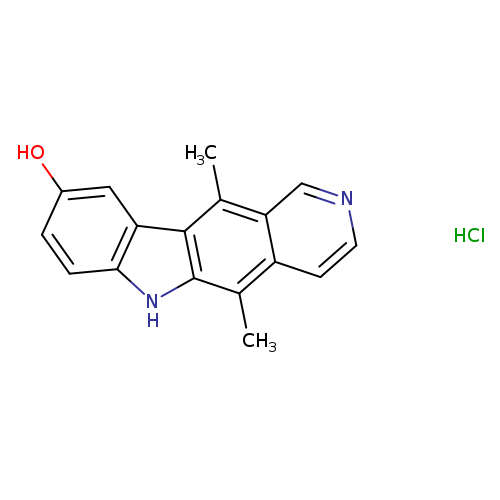 Oc1ccc2c(c1)c1c(C)c3cnccc3c(c1[nH]2)C.Cl