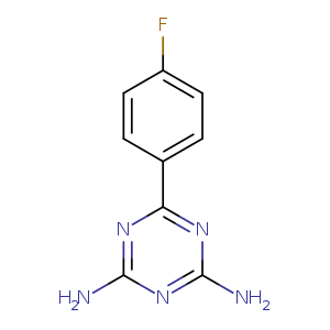 Fc1ccc(cc1)c1nc(N)nc(n1)N