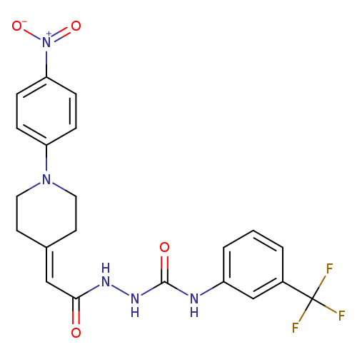 O=C(Nc1cccc(c1)C(F)(F)F)NNC(=O)C=C1CCN(CC1)c1ccc(cc1)[N+](=O)[O-]