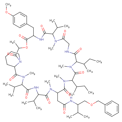 CCC(C1C(=O)NCC(=O)N(C)C(C(C)C)C(=O)NC(Cc2ccc(cc2)OC)C(=O)OC(C)C(=O)N2CCCCC2C(=O)N(C(C(=O)NC(C(=O)N(C(C(=O)N(C(C(=O)N1C)C(CC)C)C)CC(=O)NC(C(C)C)COCc1ccccc1)C)C(C)C)C(C)C)C)C
