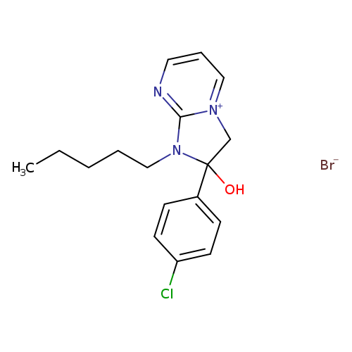 CCCCCN1c2nccc[n+]2CC1(O)c1ccc(cc1)Cl.[Br-]