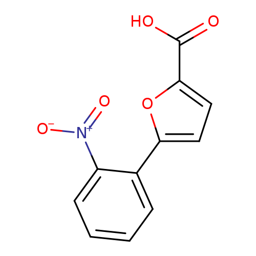 [O-][N+](=O)c1ccccc1c1ccc(o1)C(=O)O