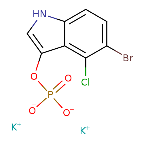 Clc1c(Br)ccc2c1c(c[nH]2)OP(=O)([O-])[O-].[K+].[K+]