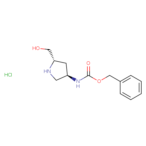 OC[C@H]1NC[C@@H](C1)NC(=O)OCc1ccccc1.Cl