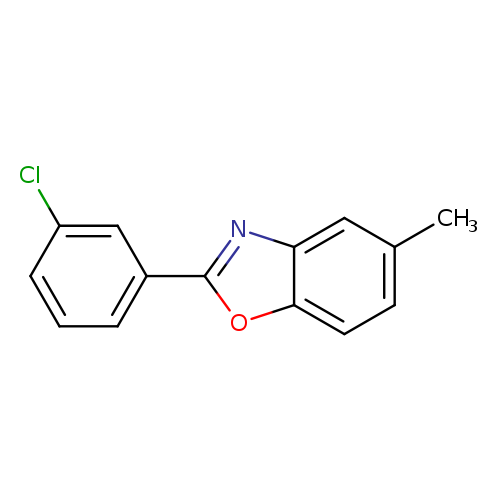 Cc1ccc2c(c1)nc(o2)c1cccc(c1)Cl