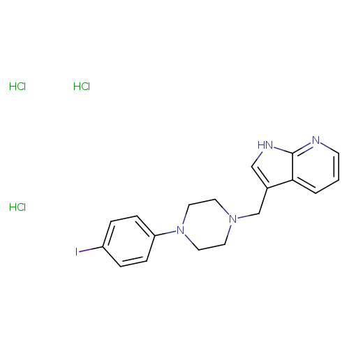 Ic1ccc(cc1)N1CCN(CC1)Cc1c[nH]c2c1cccn2.Cl.Cl.Cl