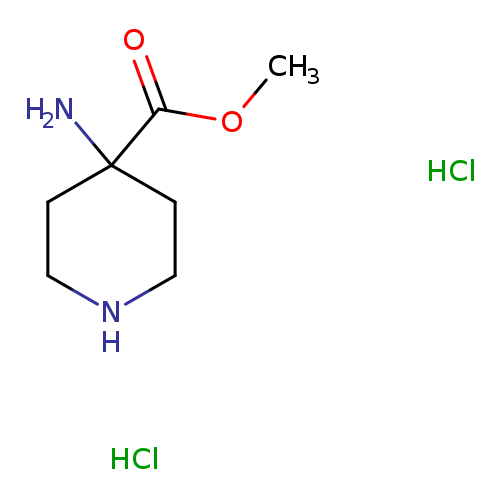 COC(=O)C1(N)CCNCC1.Cl.Cl