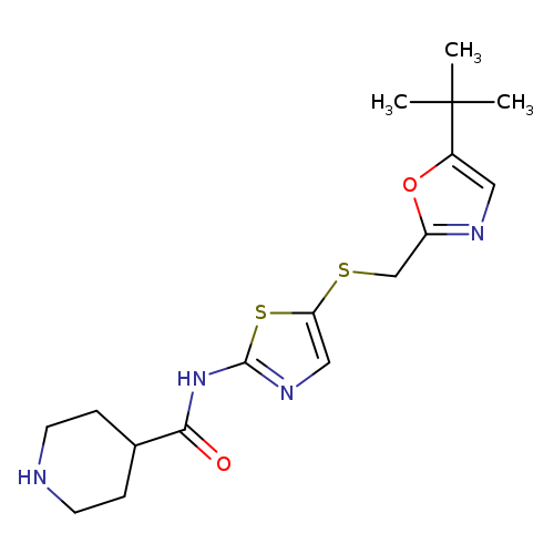 O=C(C1CCNCC1)Nc1ncc(s1)SCc1ncc(o1)C(C)(C)C