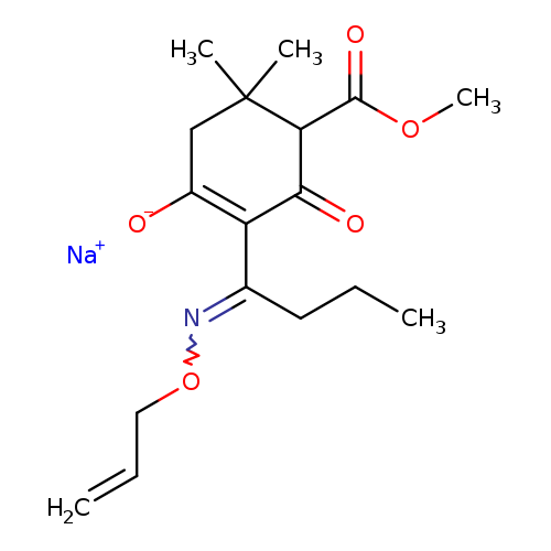 CCCC(=NOCC=C)C1=C([O-])CC(C(C1=O)C(=O)OC)(C)C.[Na+]