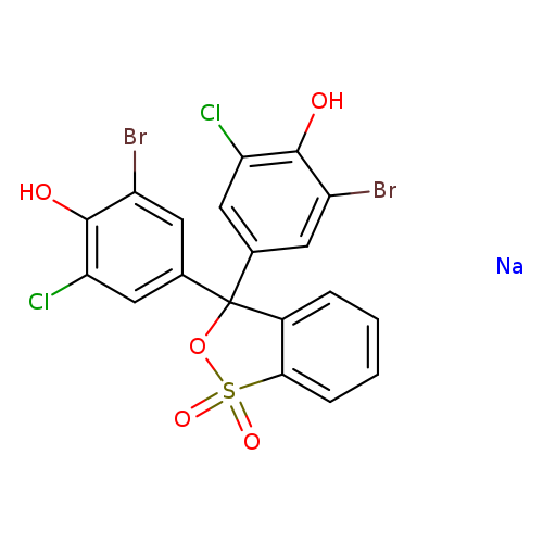 Clc1cc(cc(c1O)Br)C1(OS(=O)(=O)c2c1cccc2)c1cc(Cl)c(c(c1)Br)O.[Na]
