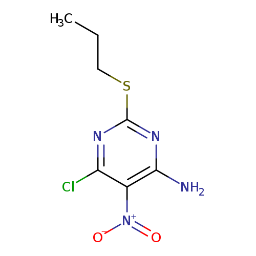 CCCSc1nc(N)c(c(n1)Cl)[N+](=O)[O-]