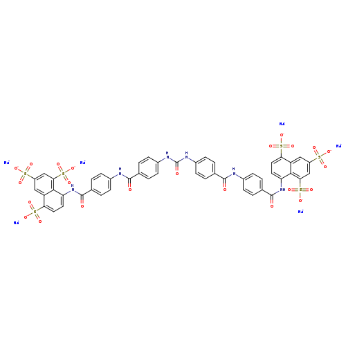 O=C(Nc1ccc(cc1)C(=O)Nc1ccc(cc1)C(=O)Nc1ccc(c2c1c(cc(c2)S(=O)(=O)[O-])S(=O)(=O)[O-])S(=O)(=O)[O-])Nc1ccc(cc1)C(=O)Nc1ccc(cc1)C(=O)Nc1ccc(c2c1c(cc(c2)S(=O)(=O)[O-])S(=O)(=O)[O-])S(=O)(=O)[O-].[Na+].[Na+].[Na+].[Na+].[Na+].[Na+]