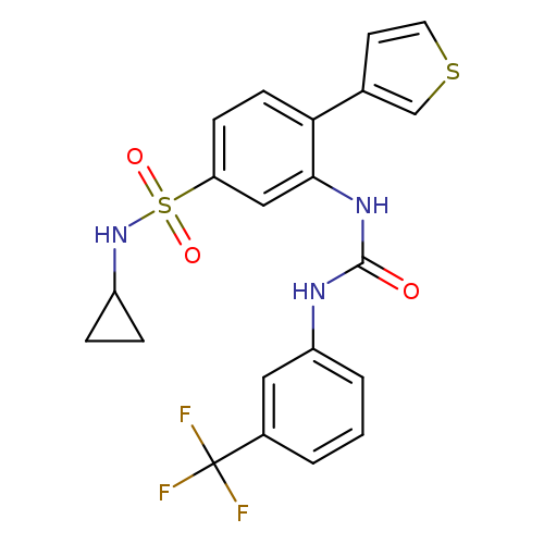 O=C(Nc1cc(ccc1c1ccsc1)S(=O)(=O)NC1CC1)Nc1cccc(c1)C(F)(F)F