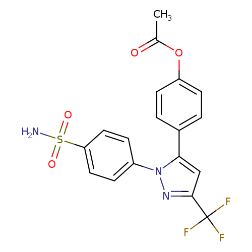 CC(=O)Oc1ccc(cc1)c1cc(nn1c1ccc(cc1)S(=O)(=O)N)C(F)(F)F