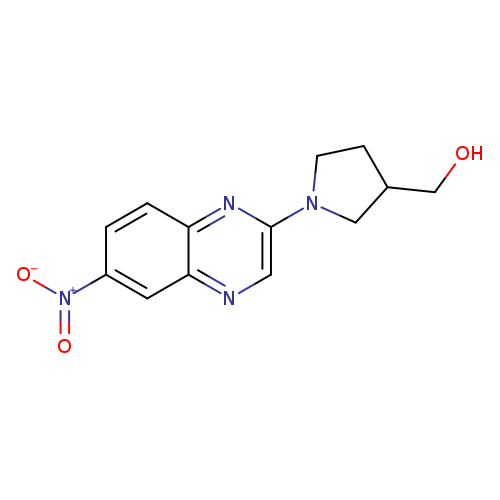 OCC1CCN(C1)c1cnc2c(n1)ccc(c2)[N+](=O)[O-]