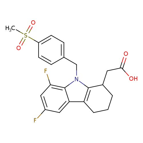 OC(=O)CC1CCCc2c1n(Cc1ccc(cc1)S(=O)(=O)C)c1c2cc(cc1F)F