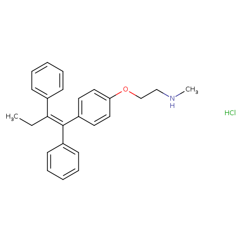CNCCOc1ccc(cc1)/C(=C(c1ccccc1)/CC)/c1ccccc1.Cl