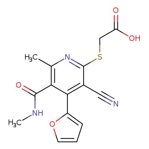 CNC(=O)c1c(C)nc(c(c1c1ccco1)C#N)SCC(=O)O