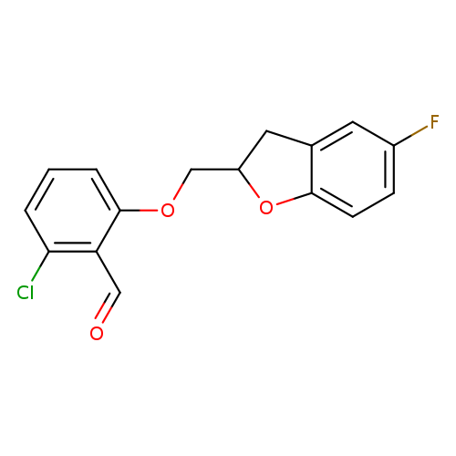 O=Cc1c(cccc1Cl)OCC1Oc2c(C1)cc(cc2)F
