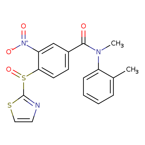 O=C(N(c1ccccc1C)C)c1ccc(c(c1)[N+](=O)[O-])S(=O)c1nccs1