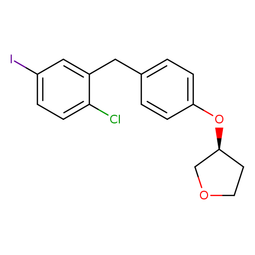 Ic1ccc(c(c1)Cc1ccc(cc1)O[C@@H]1COCC1)Cl