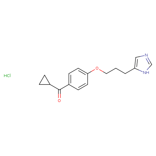 O=C(c1ccc(cc1)OCCCc1[nH]cnc1)C1CC1.Cl