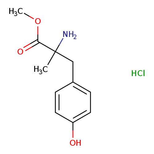 COC(=O)C(Cc1ccc(cc1)O)(N)C.Cl