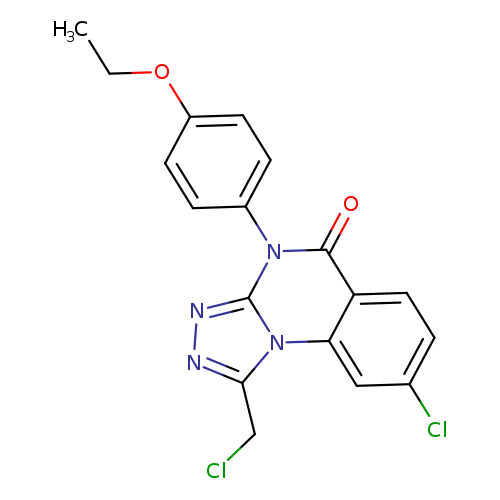 CCOc1ccc(cc1)n1c(=O)c2ccc(cc2n2c1nnc2CCl)Cl