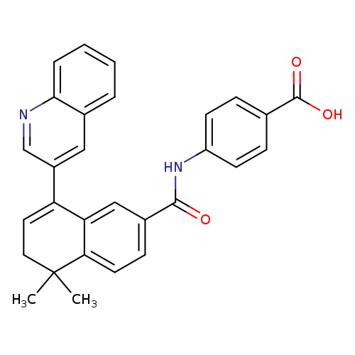 O=C(c1ccc2c(c1)C(=CCC2(C)C)c1cnc2c(c1)cccc2)Nc1ccc(cc1)C(=O)O